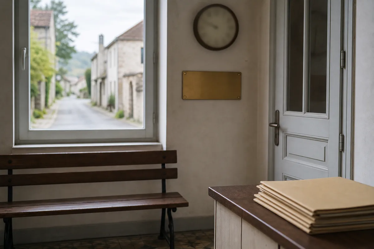 Route de campagne traversant un village français sans cabinet médical