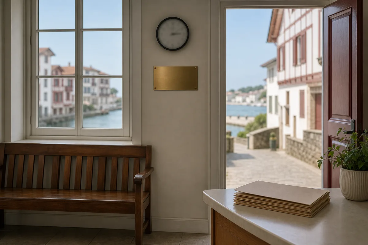 Front de mer de Ciboure avec maisons basques traditionnelles sous un ciel clair